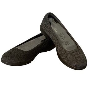 Skechers GO WALK Lite Women's 8.5 Black Grey Knit Slip‎ On Ballet Flats Shoes